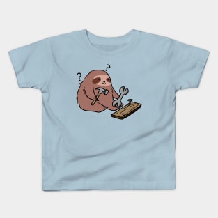 Sloth Working with Tools Kids T-Shirt